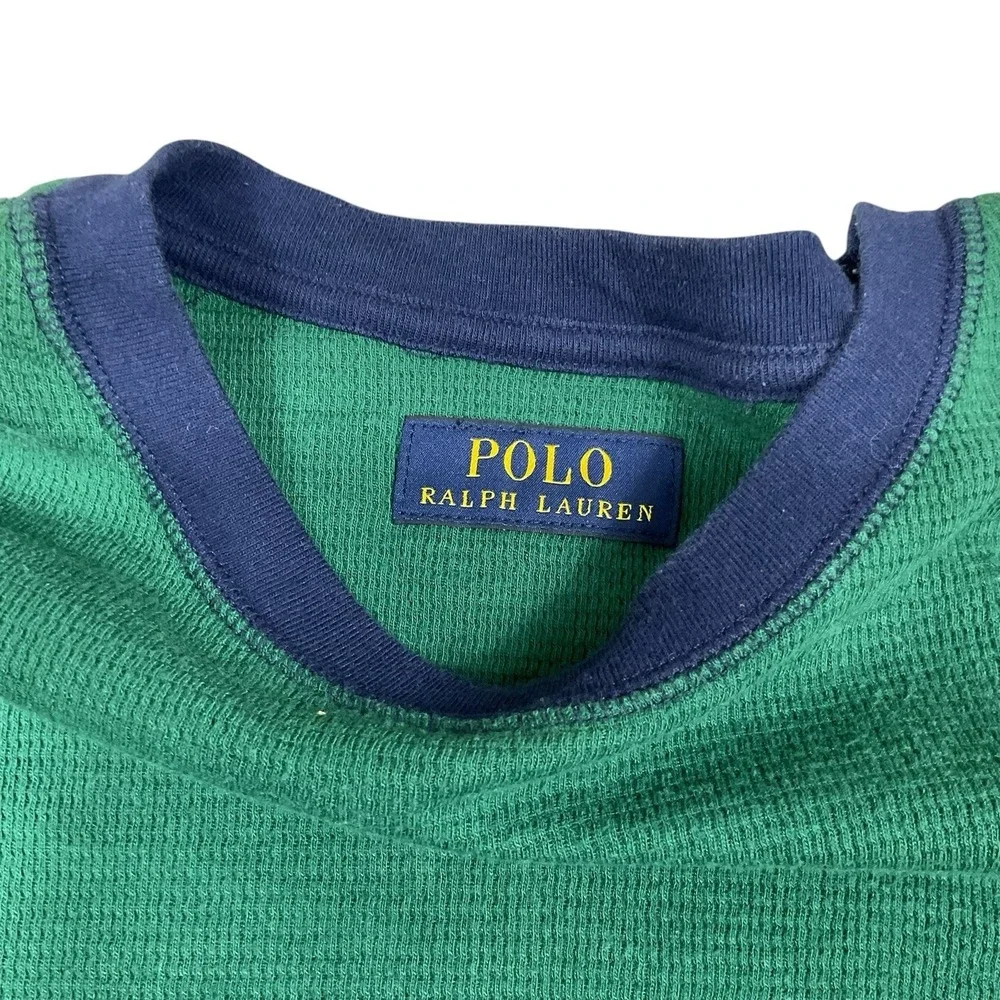 Polo Ralph Lauren Waffle Knit‎ Thermal Mens Green  Long Sleeve Shirt